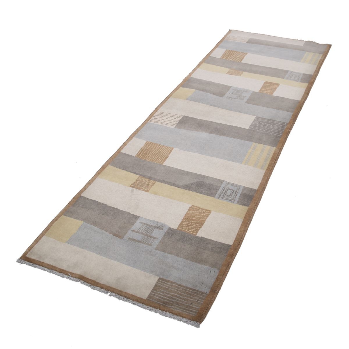 Modcar 3x8 Handmade Double Knotted Washable Wool Runner - Colorful