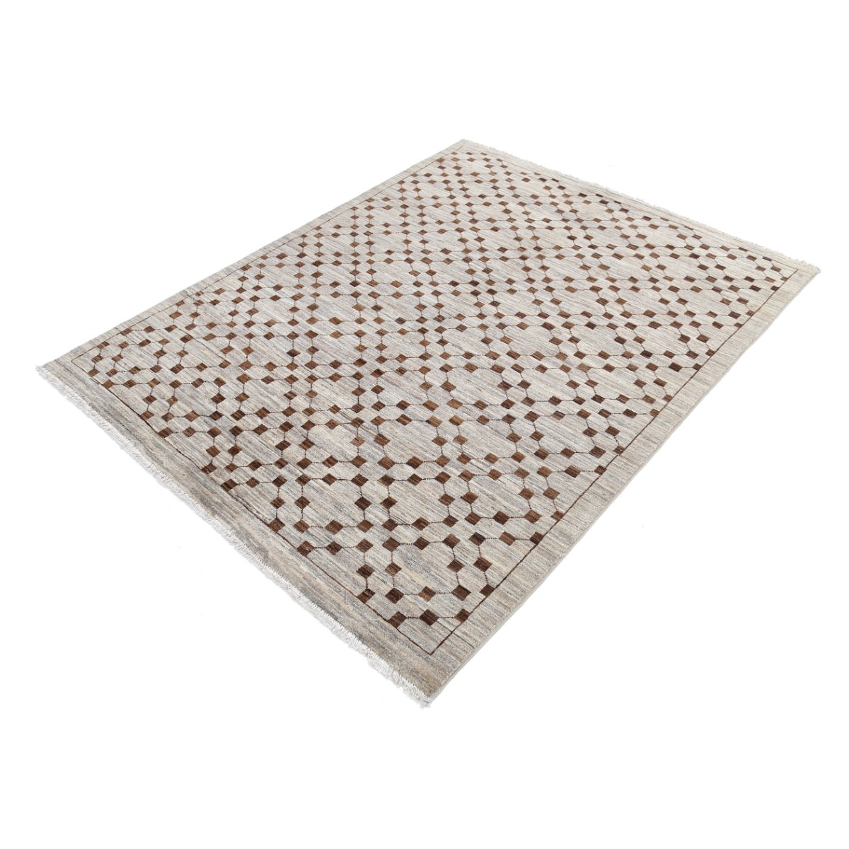 Modcar 5x6 Handmade Double Knotted Washable Wool Rug - Colorful
