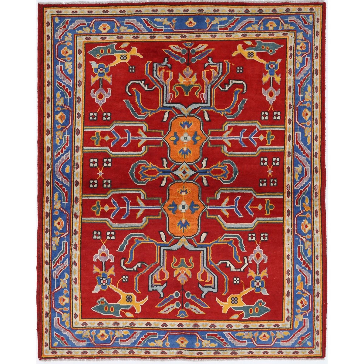 Revival 5x7 Handmade Double Knotted Washable Wool Rug - Colorful