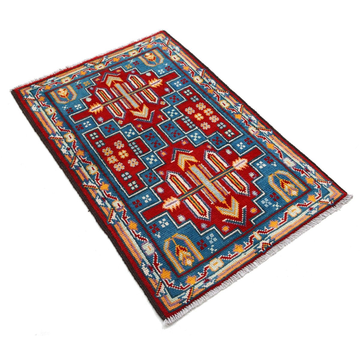 Revival 3x4 Handmade Double Knotted Washable Wool Rug - Colorful