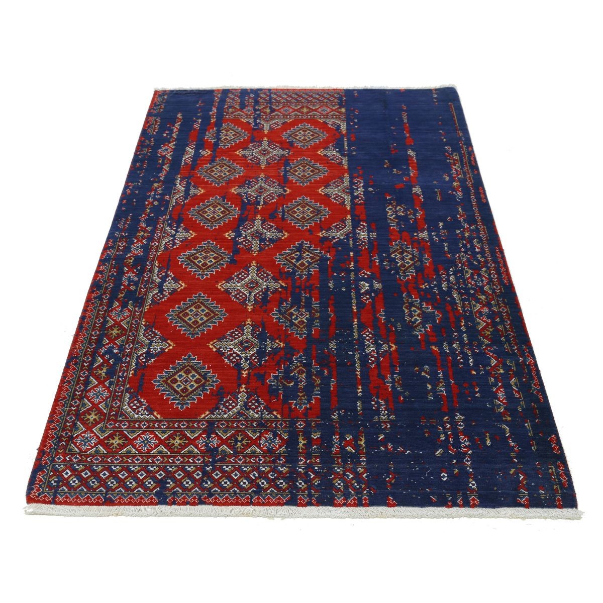 Ajrak 4x6 Machine-Made Washable Wool Rug - Colorful