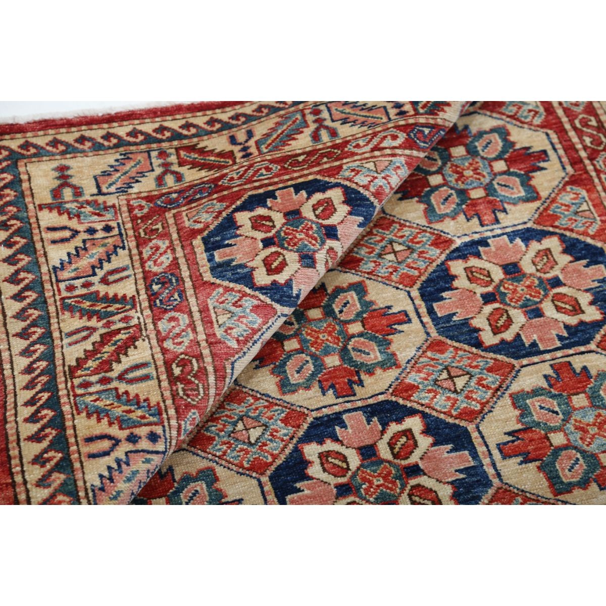 Kazak 4x6 Handmade Double Knotted Washable Wool Rug - Colorful