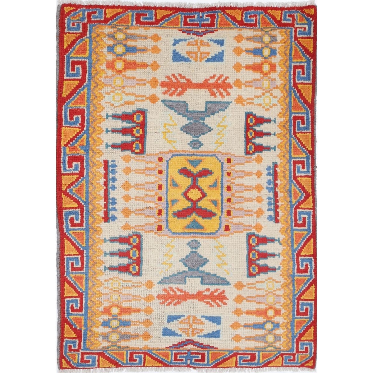 Revival 3x4 Handmade Double Knotted Washable Wool Rug - Colorful