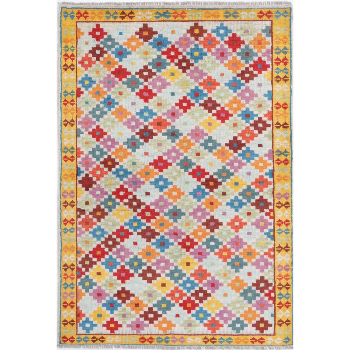 Revival 3x5 Handmade Double Knotted Washable Wool Rug - Colorful
