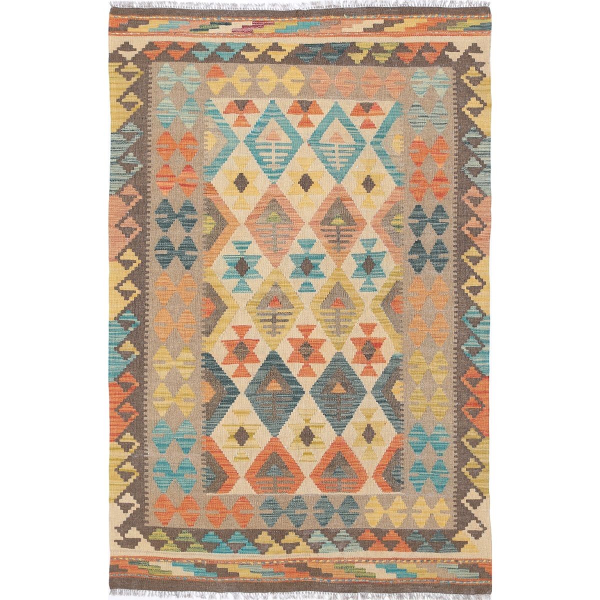 Maimana 4x6 Hand Woven Washable Wool Rug - Colorful