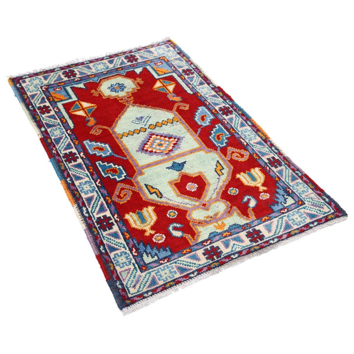 Revival 3x4 Handmade Double Knotted Washable Wool Rug - Colorful