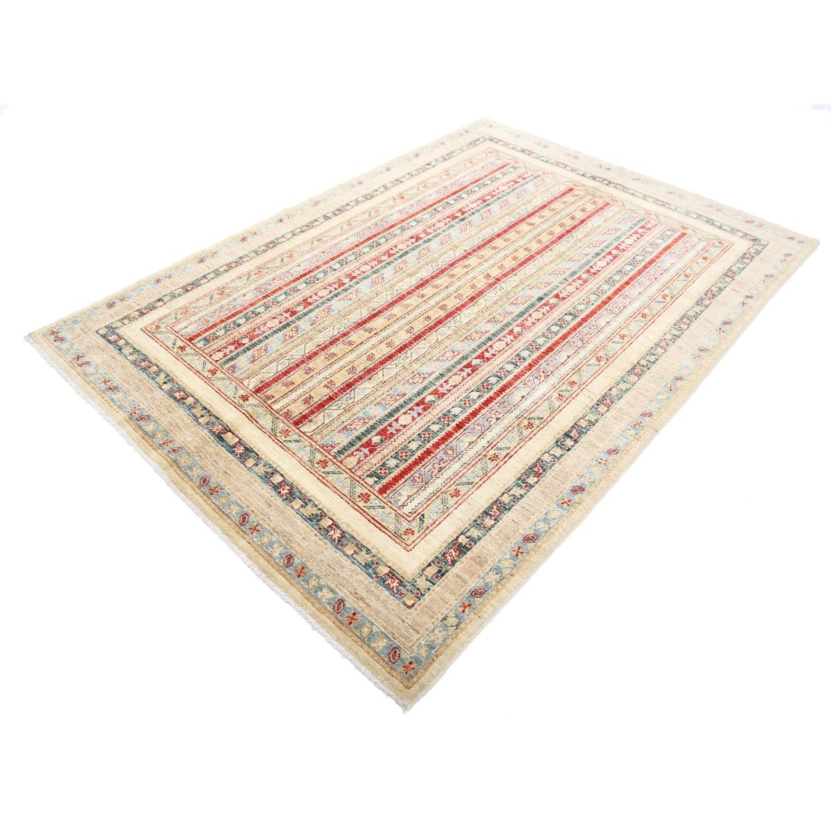 Shaal 6x8 Handmade Double Knotted Washable Wool Rug - Colorful