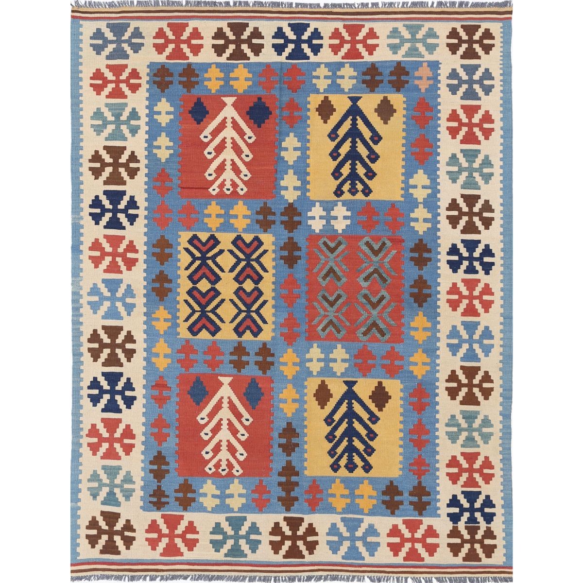 Kafkaas 5x7 Hand Woven Washable Wool Rug - Colorful