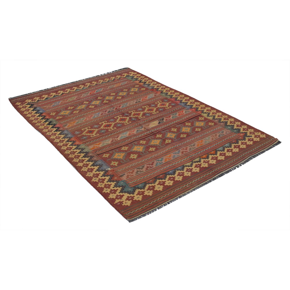 Sumak 5x7 Hand Woven Washable Wool Rug - Colorful