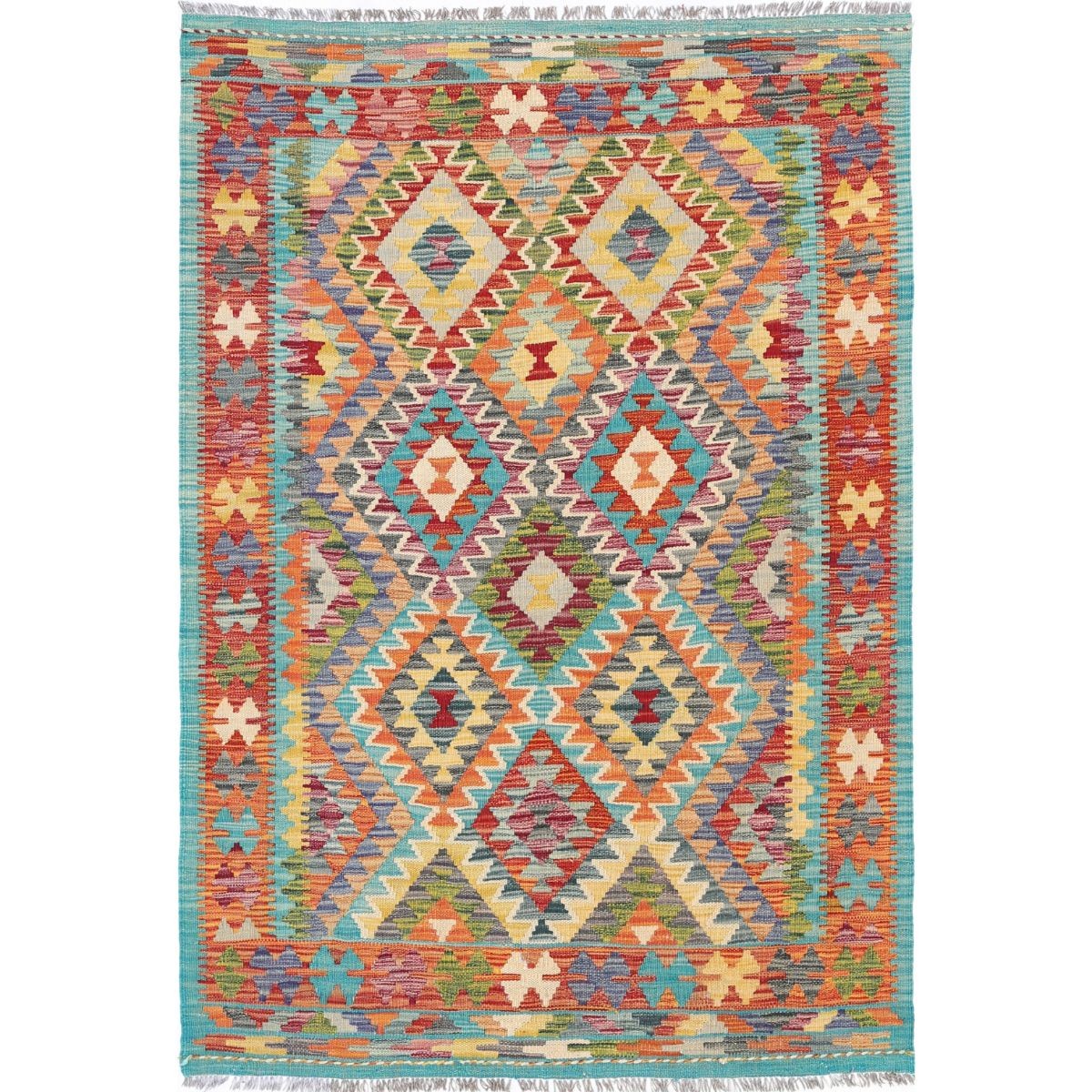 Maimana 5x6 Hand Woven Washable Wool Rug - Colorful