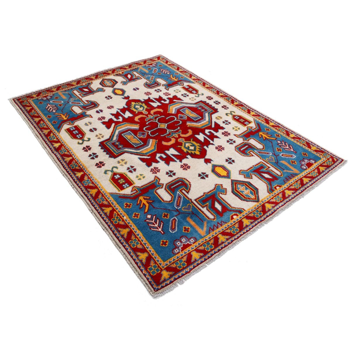 Revival 5x7 Handmade Double Knotted Washable Wool Rug - Colorful