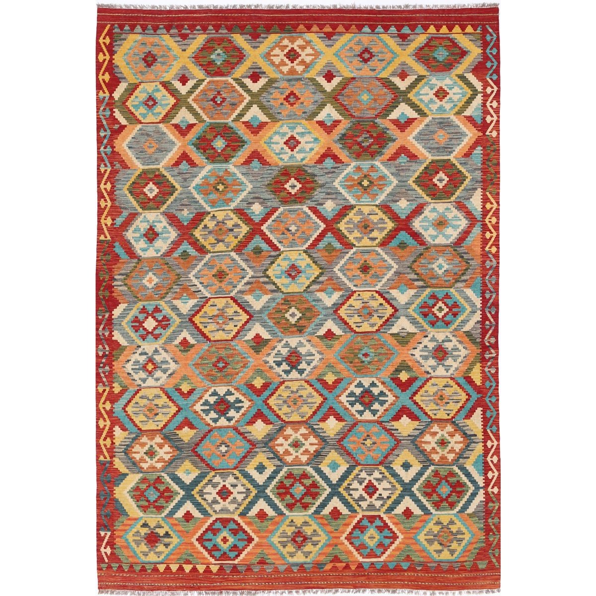 Maimana 7x10 Hand Woven Washable Wool Rug - Colorful
