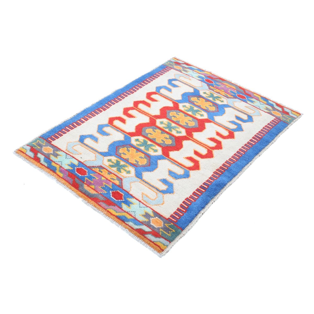 Revival 3x4 Handmade Double Knotted Washable Wool Rug - Colorful