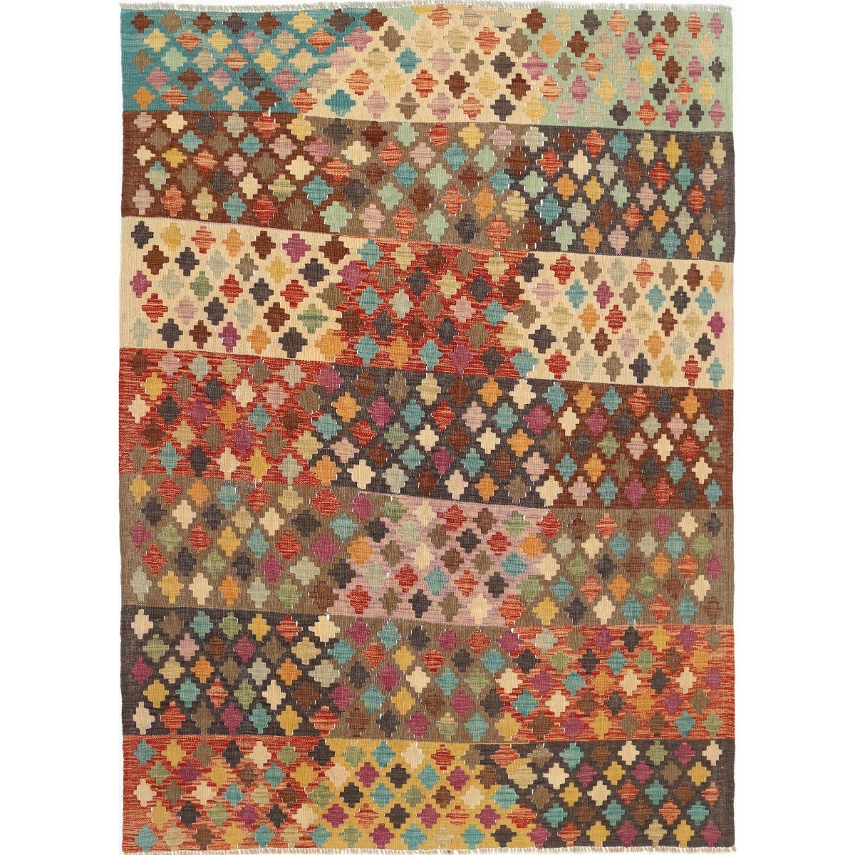 Maimana 6x8 Hand Woven Washable Wool Rug - Colorful