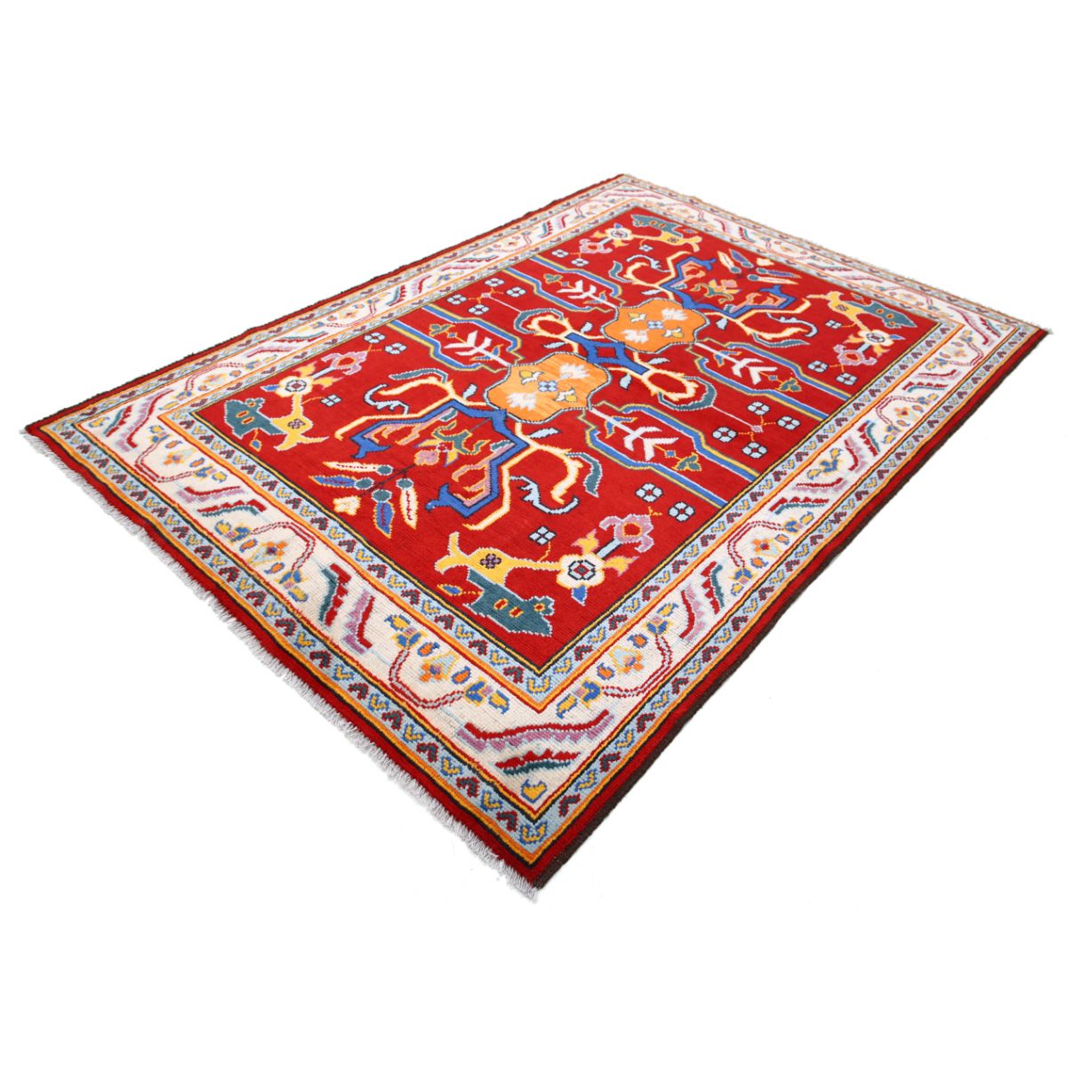Revival 6x8 Handmade Double Knotted Washable Wool Rug - Colorful