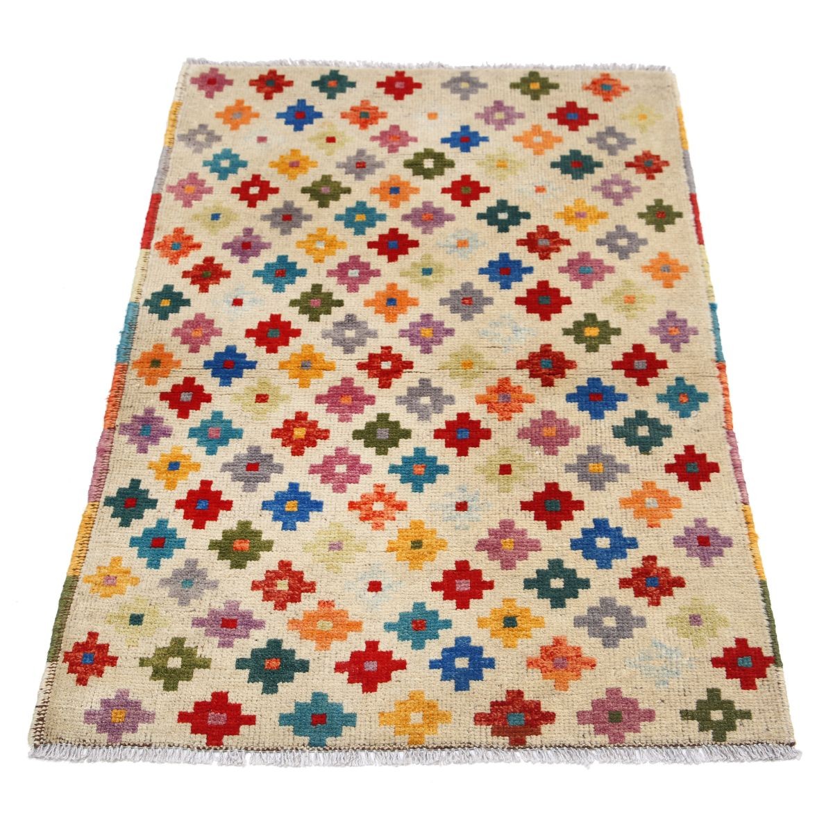 Revival 3x4 Handmade Double Knotted Washable Wool Rug - Colorful