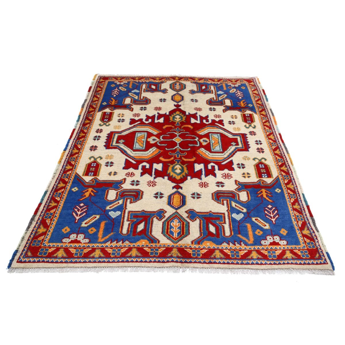 Revival 5x6 Handmade Double Knotted Washable Wool Rug - Colorful