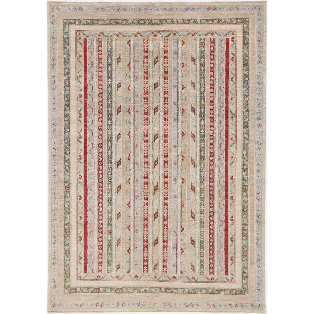 Shaal 7x10 Handmade Double Knotted Washable Wool Rug - Colorful
