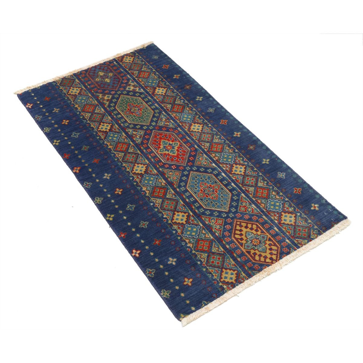Gulshan 2x4 Machine-Made Washable Wool Rug - Colorful