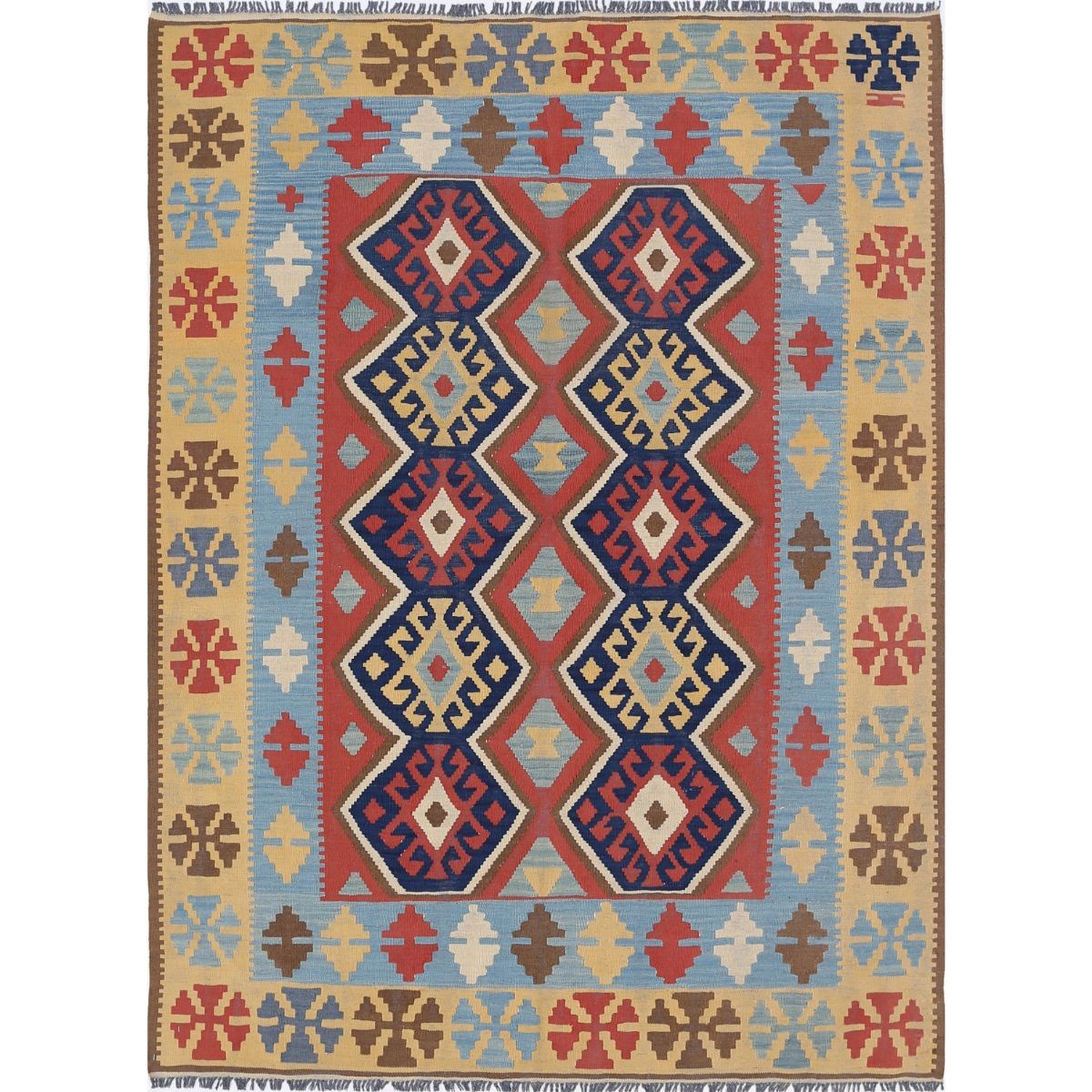 Kafkaas 5x7 Hand Woven Washable Wool Rug - Colorful