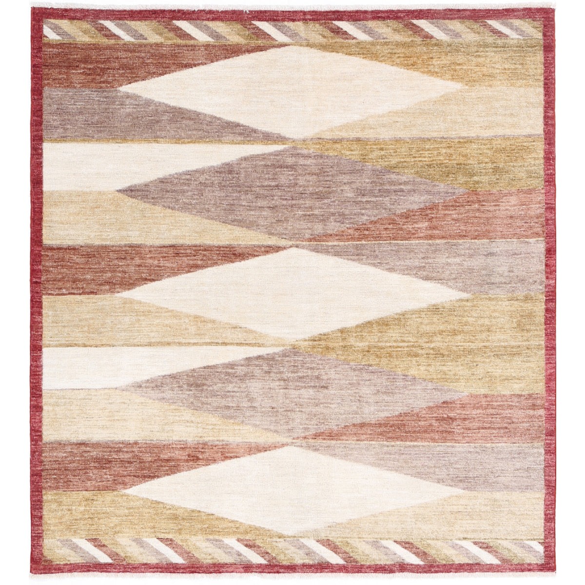Modcar 5x6 Handmade Double Knotted Washable Wool Rug - Colorful