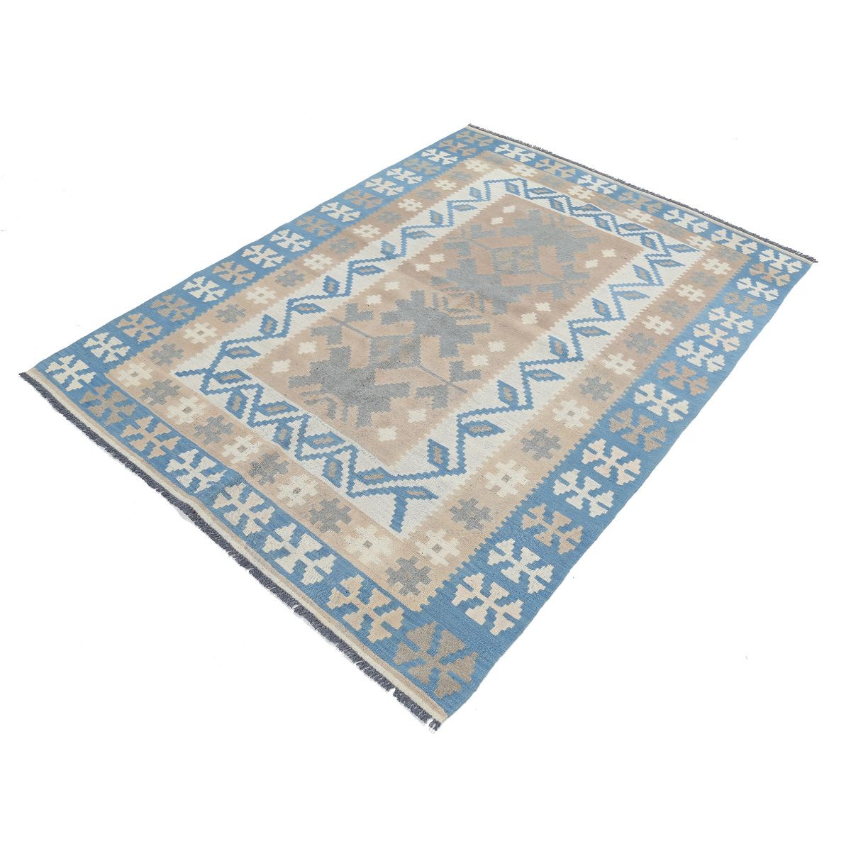 Kafkaas 5x7 Hand Woven Washable Wool Rug - Soft Hues