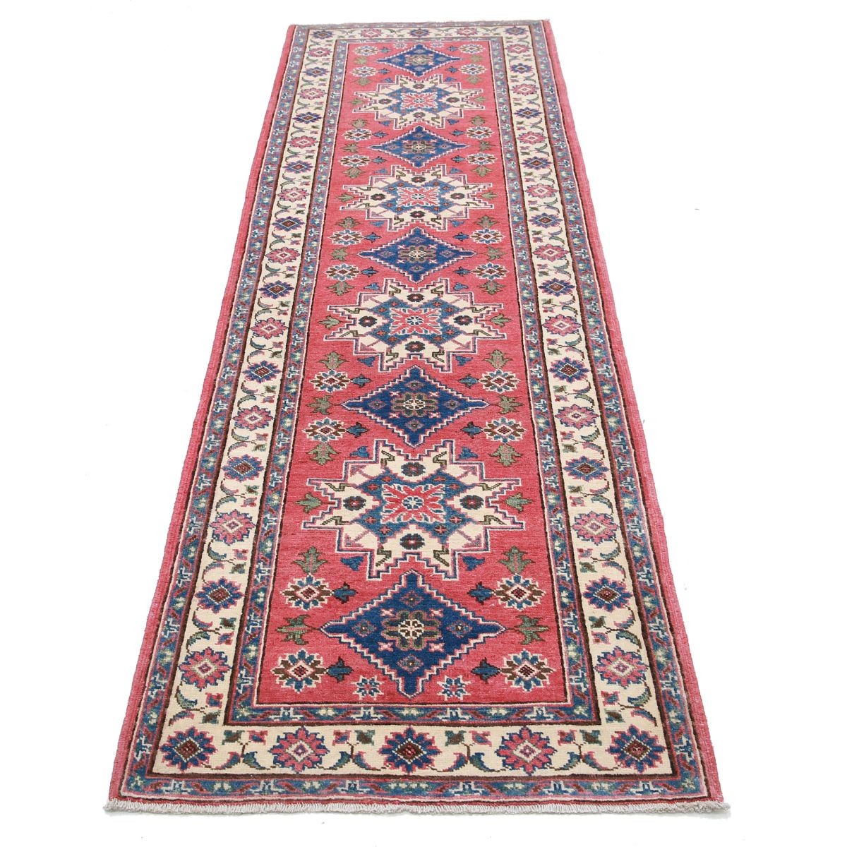 Kazak 3x9 Handmade Double Knotted Washable Wool Runner - Colorful