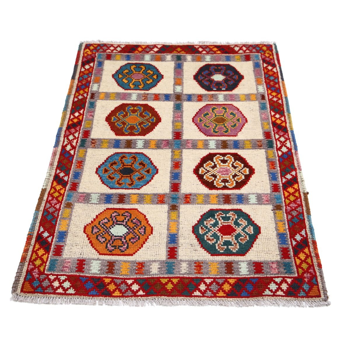 Revival 3x4 Handmade Double Knotted Washable Wool Rug - Colorful