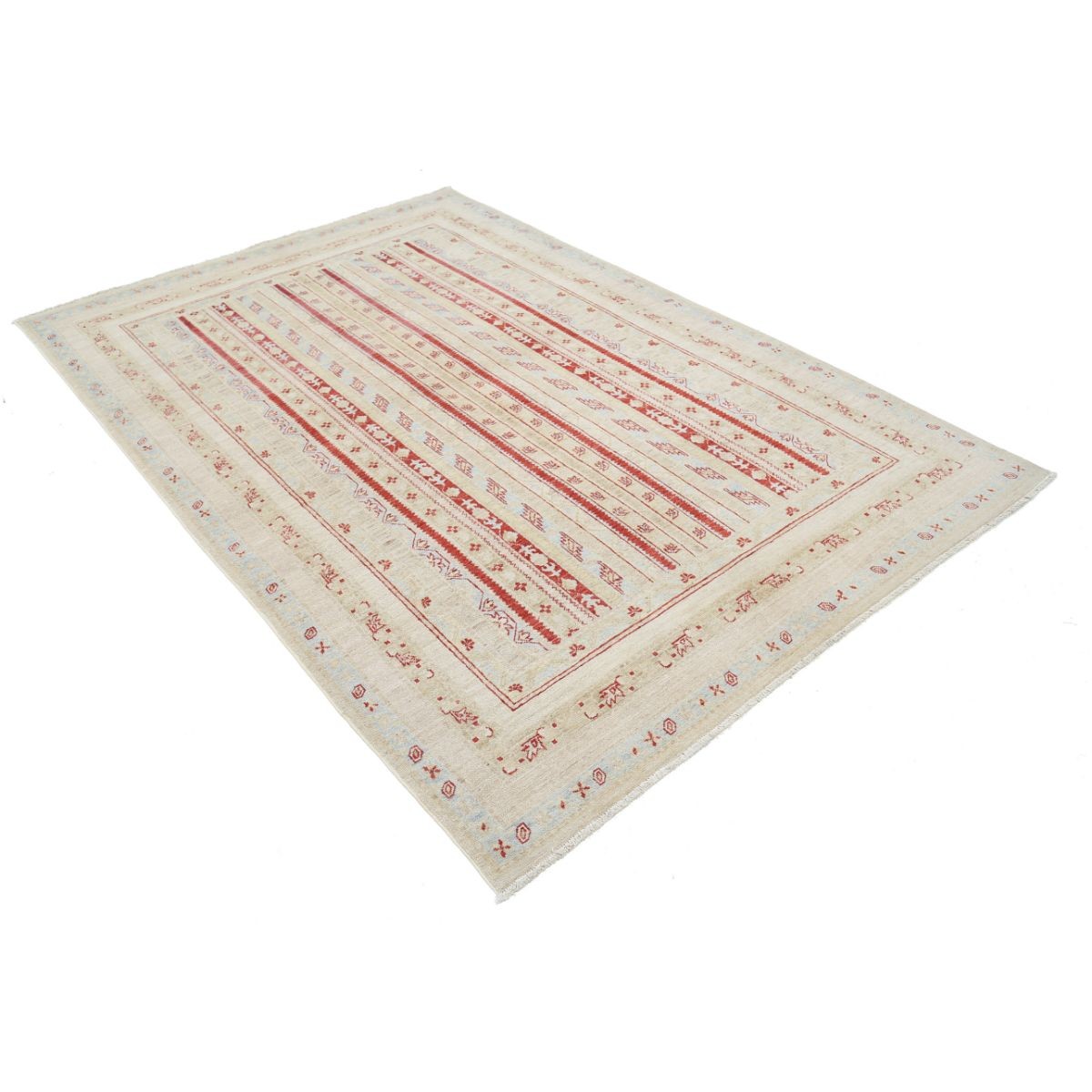 Shaal 6x8 Handmade Double Knotted Washable Wool Rug - Soft Hues