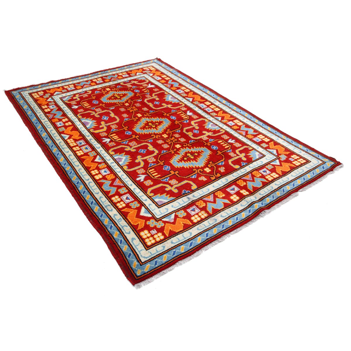 Revival 6x8 Handmade Double Knotted Washable Wool Rug - Colorful