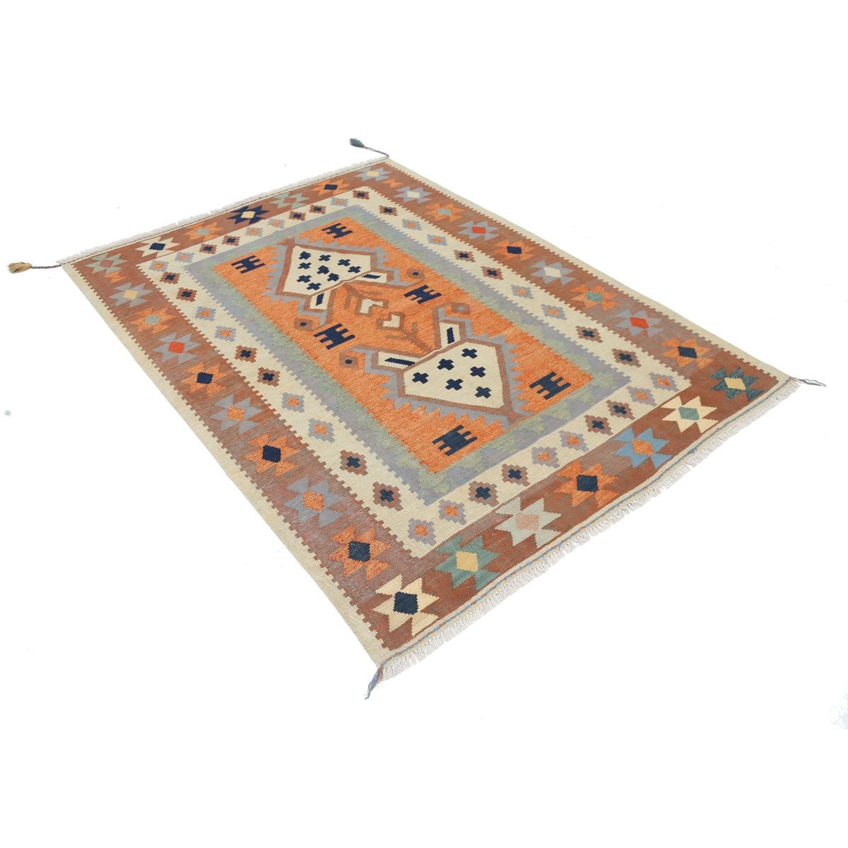 Kafkaas 5x7 Hand Woven Washable Wool Rug - Colorful
