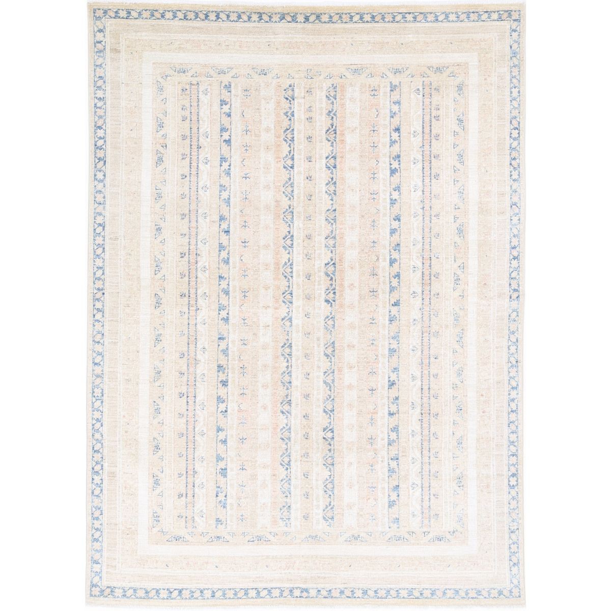 Shaal 5x8 Handmade Double Knotted Washable Wool Rug - Soft Hues