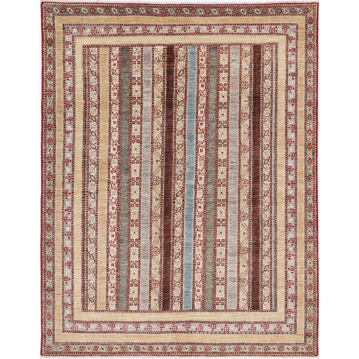 Shaal 6x7 Handmade Double Knotted Washable Wool Rug - Colorful