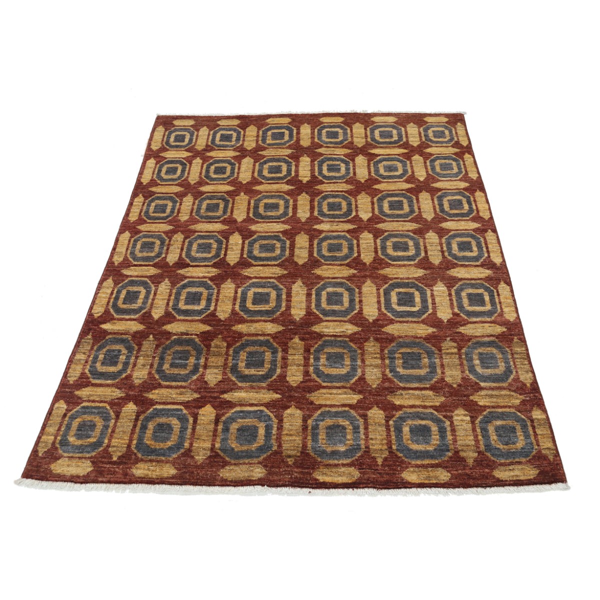 Modcar 4x5 Handmade Double Knotted Washable Wool Rug - Colorful