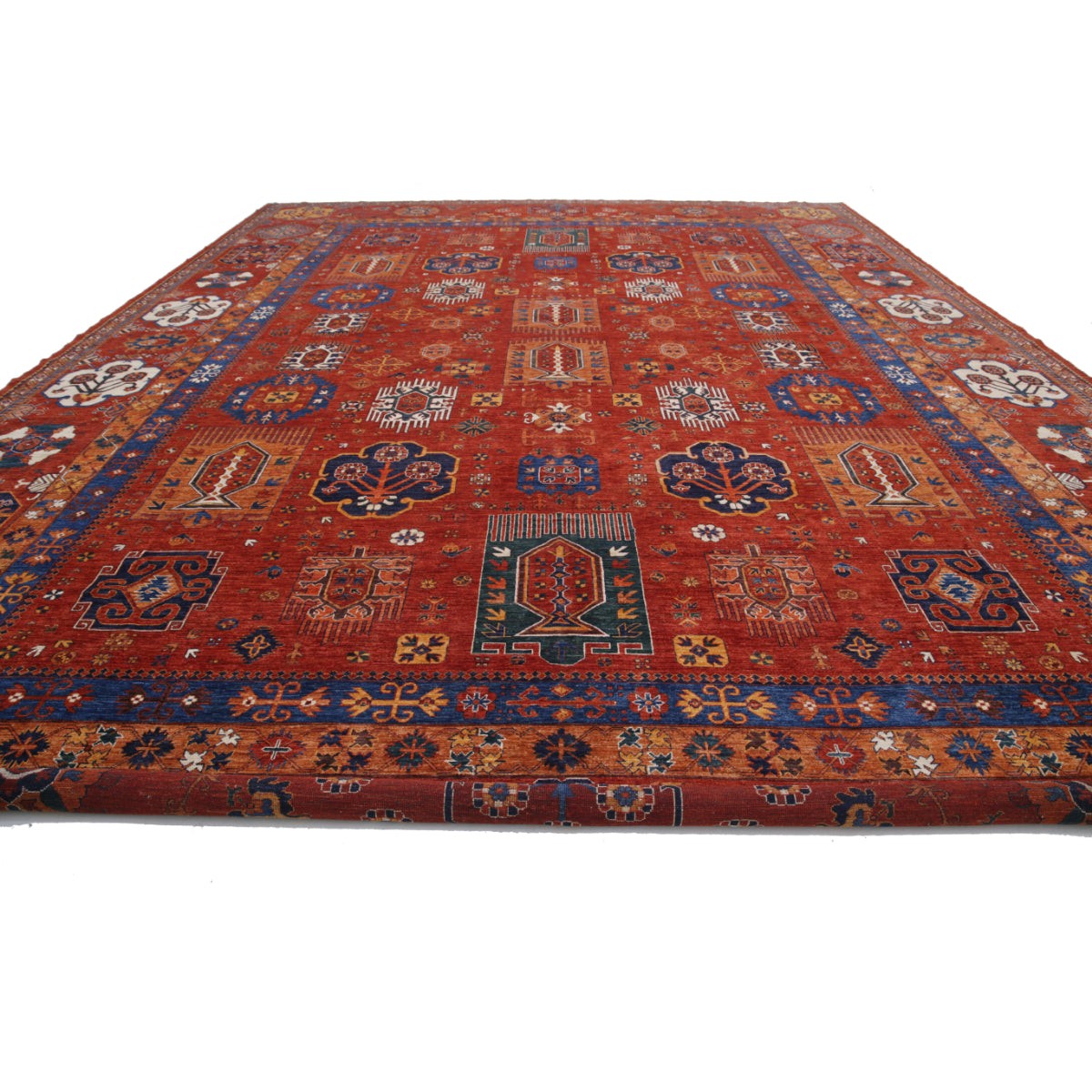 Humna 17x22 Handmade Double Knotted Washable Wool Rug - Colorful