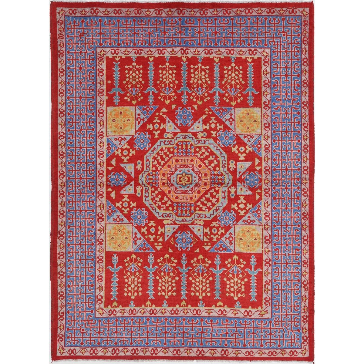 Revival 6x8 Handmade Double Knotted Washable Wool Rug - Colorful