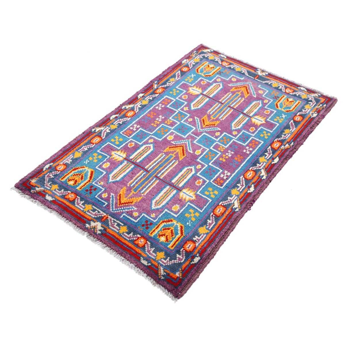 Revival 3x4 Handmade Double Knotted Washable Wool Rug - Colorful