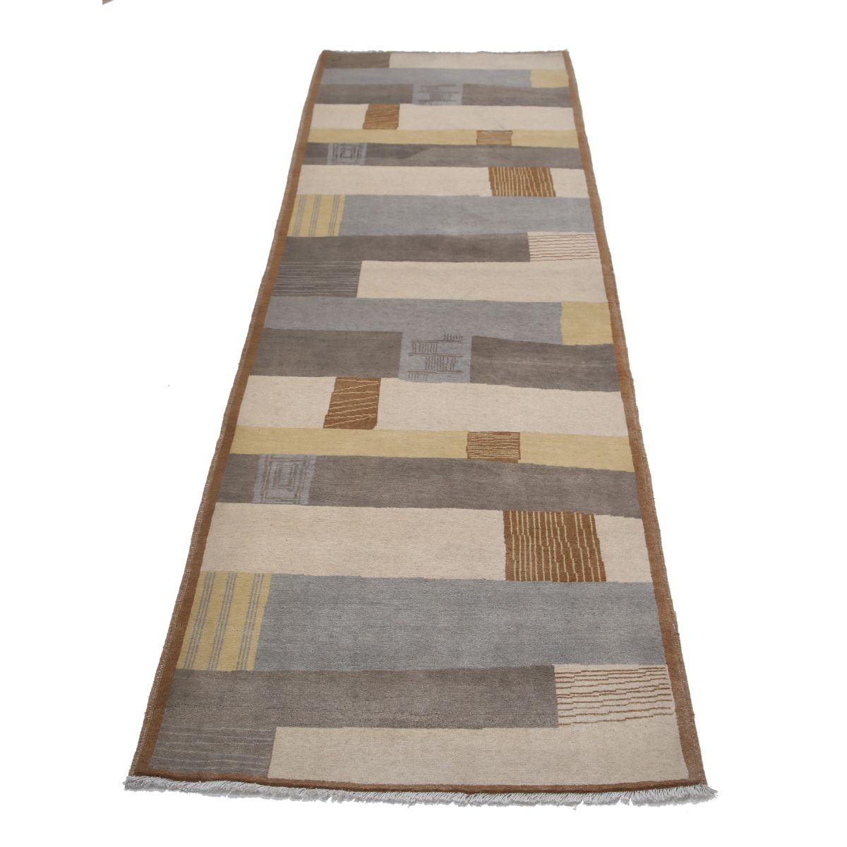Modcar 3x8 Handmade Double Knotted Washable Wool Runner - Colorful