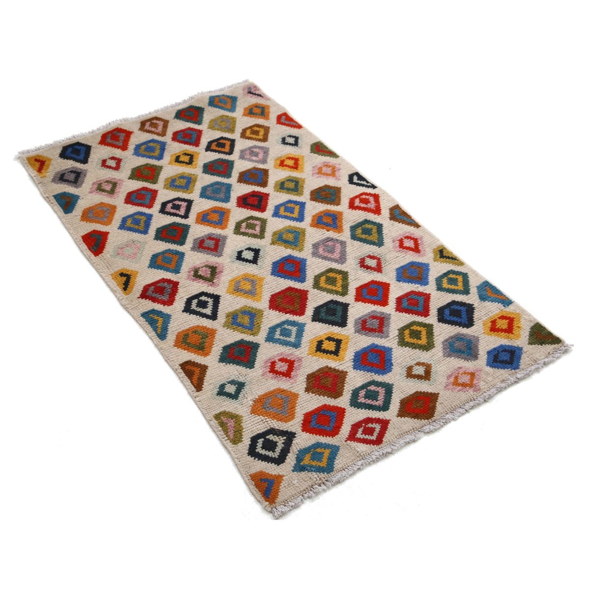 Revival 2x4 Handmade Double Knotted Washable Wool Rug - Colorful
