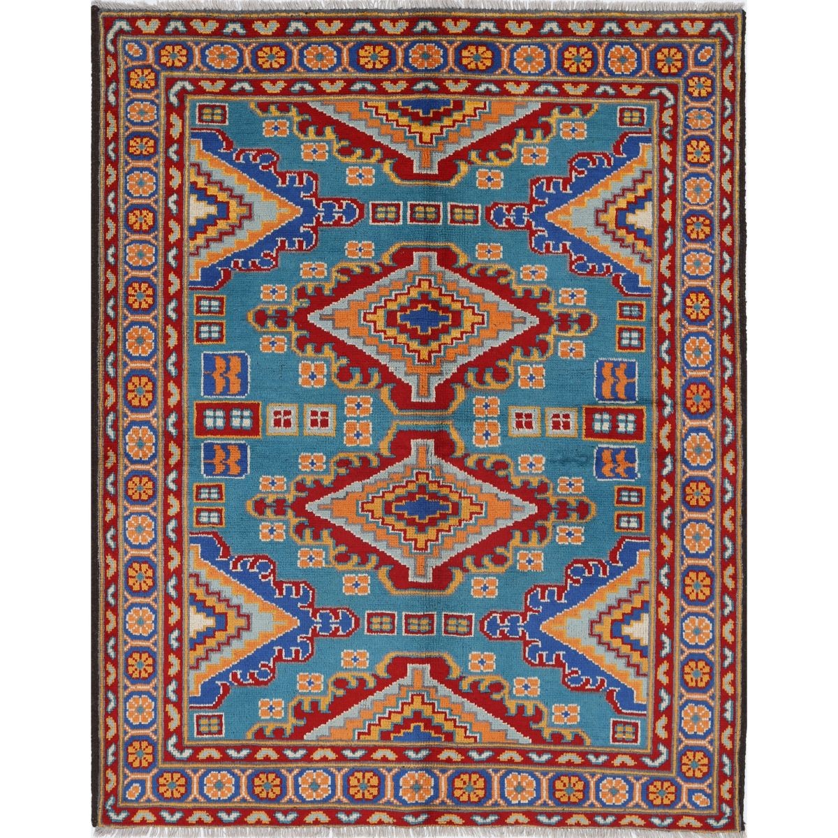 Revival 5x6 Handmade Double Knotted Washable Wool Rug - Colorful