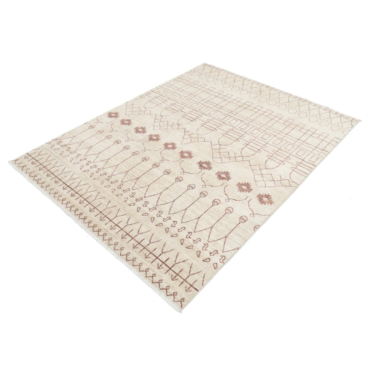 Modcar 5x7 Handmade Double Knotted Washable Wool Rug - Colorful
