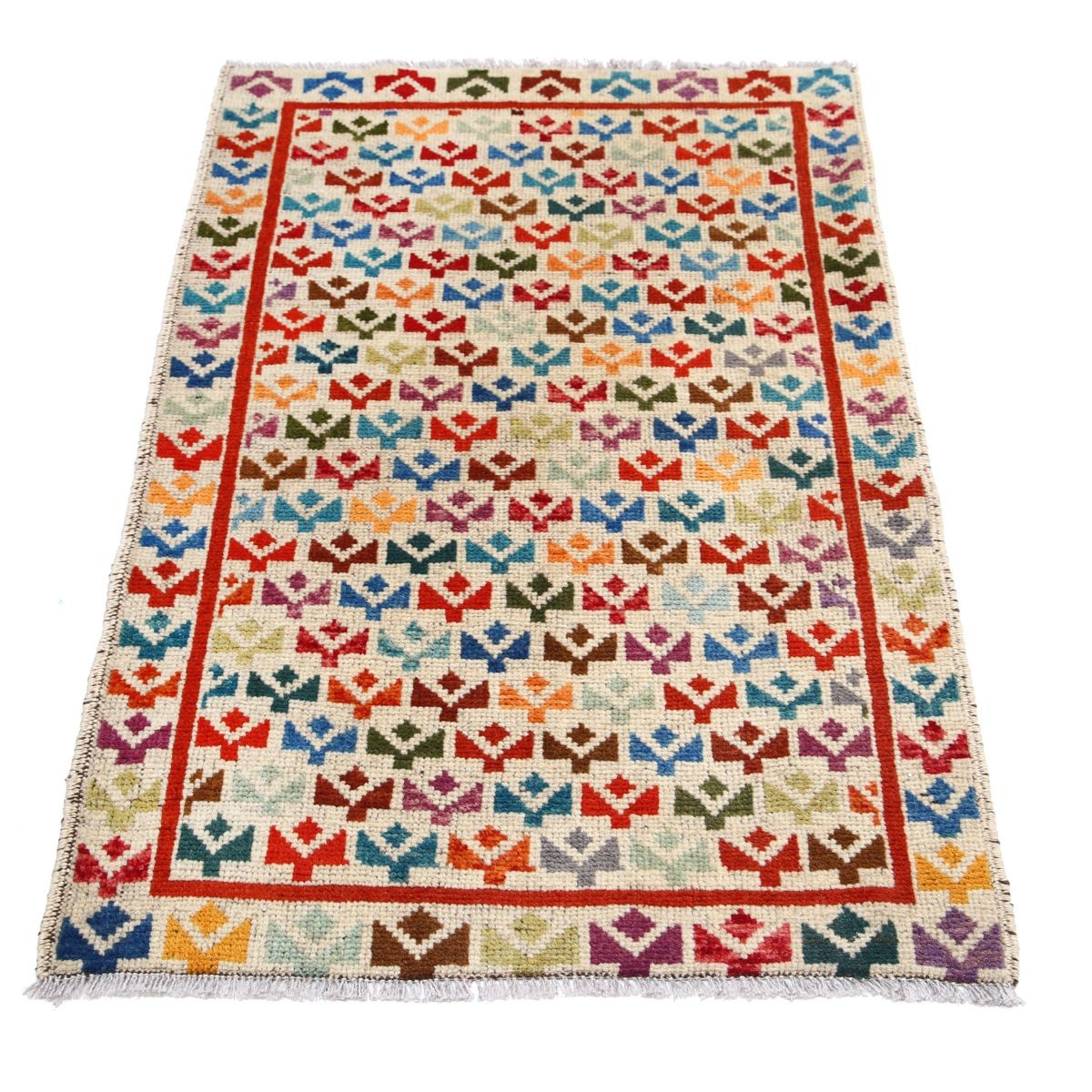 Revival 3x4 Handmade Double Knotted Washable Wool Rug - Colorful