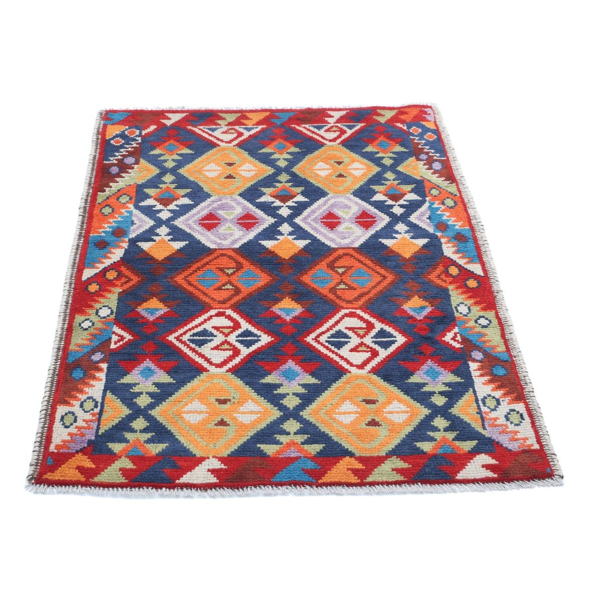 Revival 3x4 Handmade Double Knotted Washable Wool Rug - Colorful