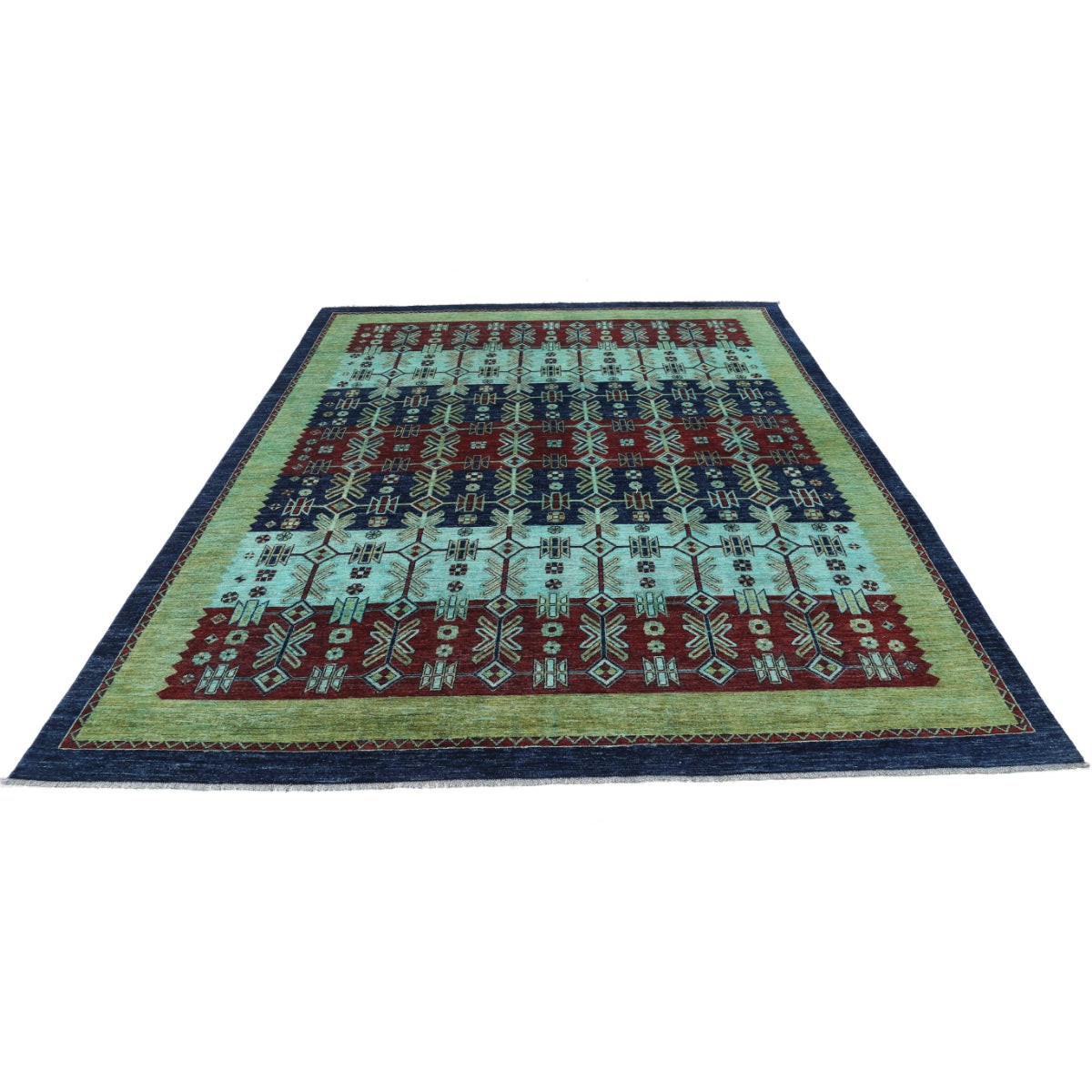 Modcar 8x10 Handmade Double Knotted Washable Wool Rug - Colorful