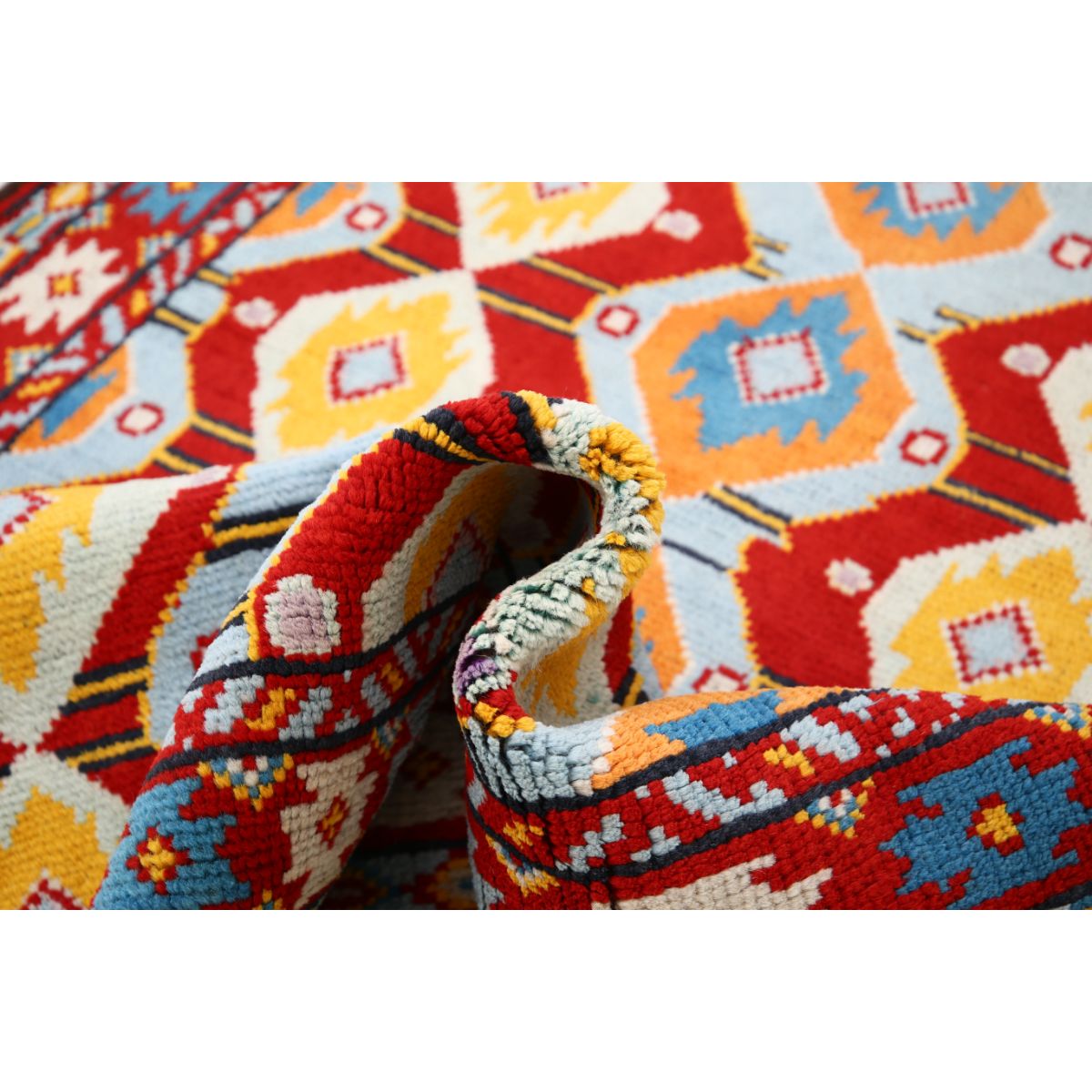 Revival 4x5 Handmade Double Knotted Washable Wool Rug - Colorful