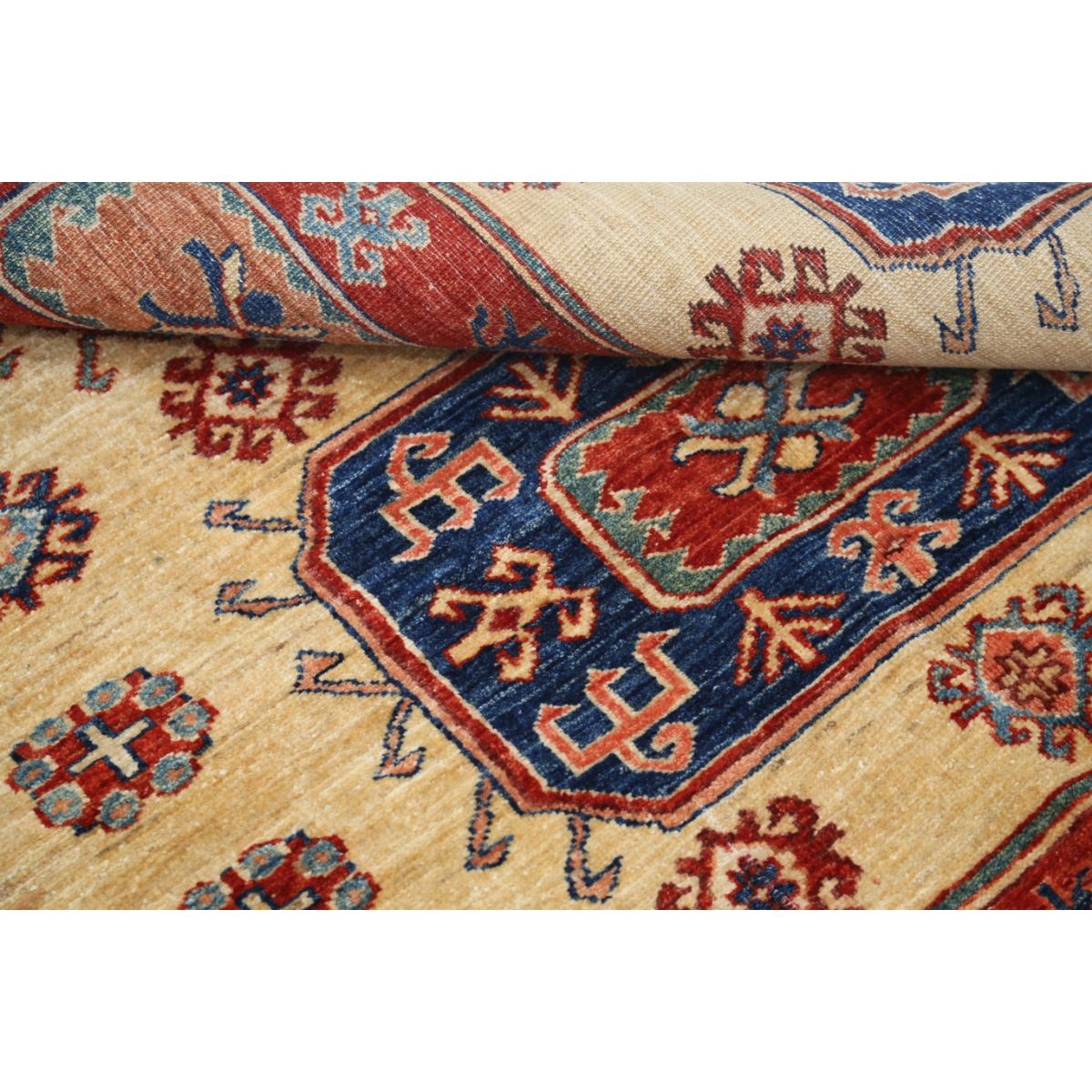 Kazak 5x6 Handmade Double Knotted Washable Wool Rug - Colorful