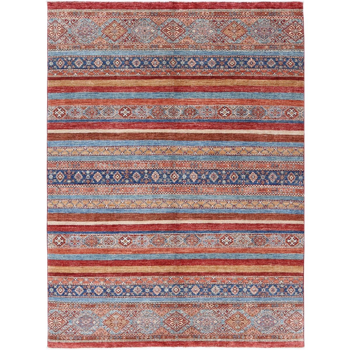 Khurjeen 6x8 Handmade Double Knotted Washable Wool Rug - Colorful