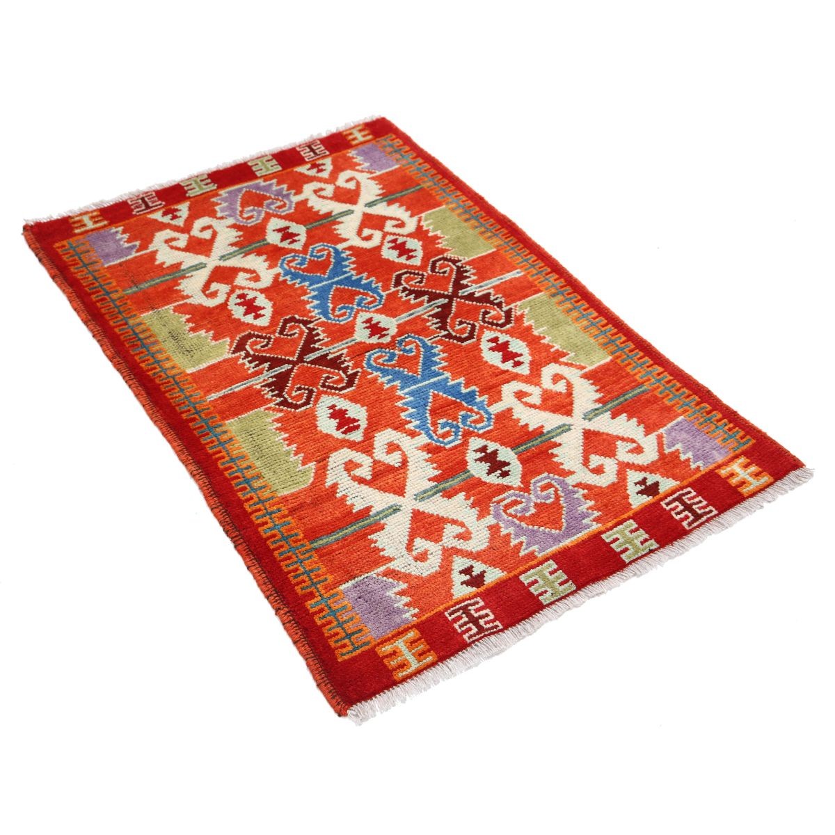 Revival 3x4 Handmade Double Knotted Washable Wool Rug - Colorful