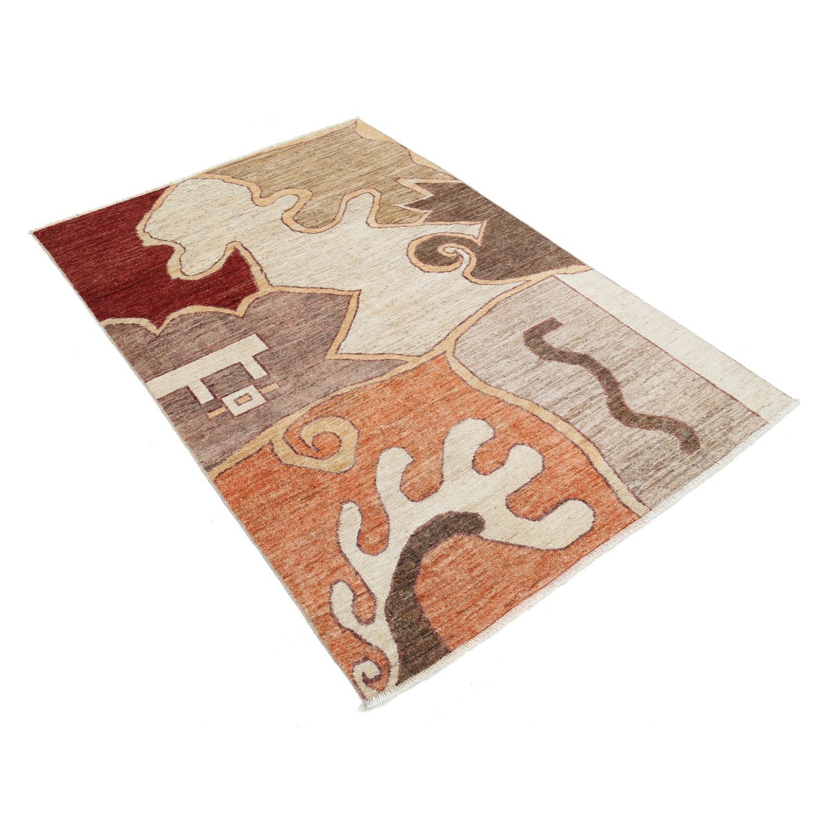 Modcar 4x6 Handmade Double Knotted Washable Wool Rug - Colorful