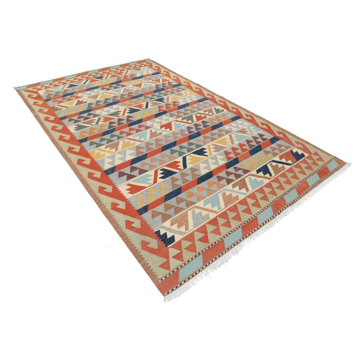 Kafkaas 6x10 Hand Woven Washable Wool Rug - Colorful
